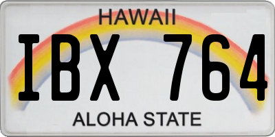 HI license plate IBX764