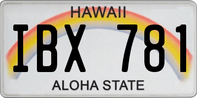 HI license plate IBX781