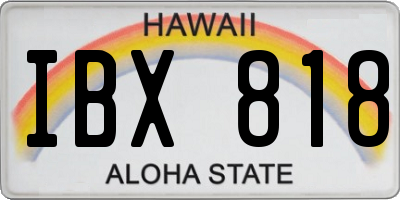 HI license plate IBX818