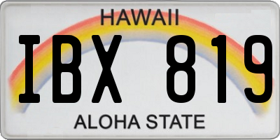 HI license plate IBX819