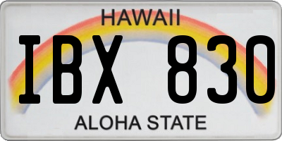 HI license plate IBX830