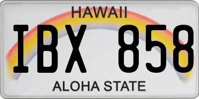 HI license plate IBX858