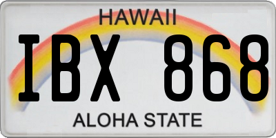 HI license plate IBX868