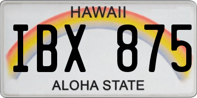 HI license plate IBX875