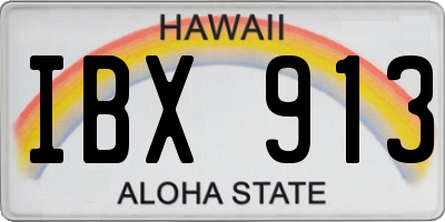 HI license plate IBX913