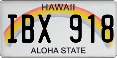 HI license plate IBX918