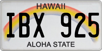 HI license plate IBX925