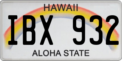 HI license plate IBX932