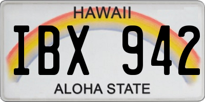 HI license plate IBX942