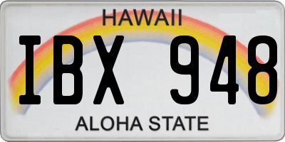 HI license plate IBX948