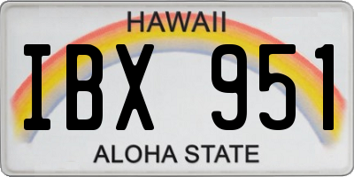 HI license plate IBX951
