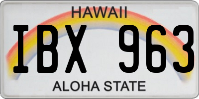 HI license plate IBX963