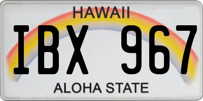 HI license plate IBX967