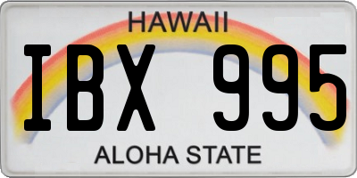 HI license plate IBX995