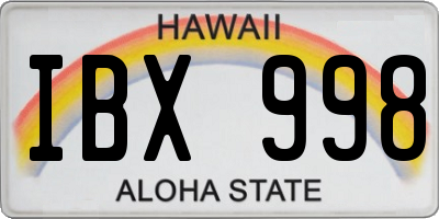 HI license plate IBX998