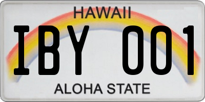 HI license plate IBY001