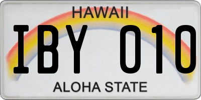 HI license plate IBY010
