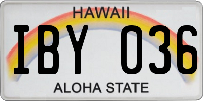 HI license plate IBY036