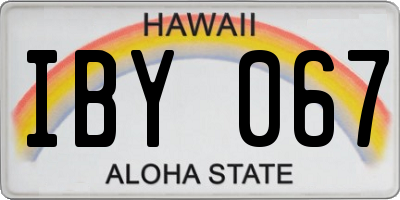HI license plate IBY067