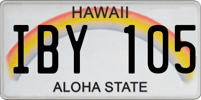 HI license plate IBY105