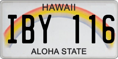 HI license plate IBY116