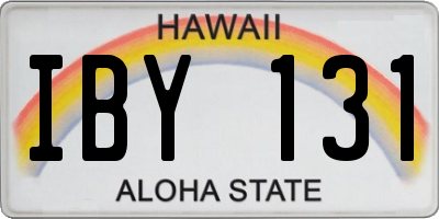 HI license plate IBY131