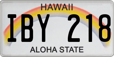 HI license plate IBY218