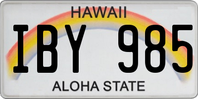 HI license plate IBY985
