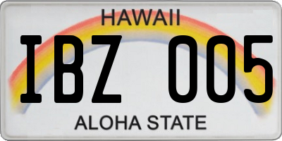 HI license plate IBZ005