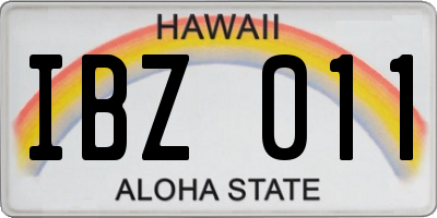 HI license plate IBZ011