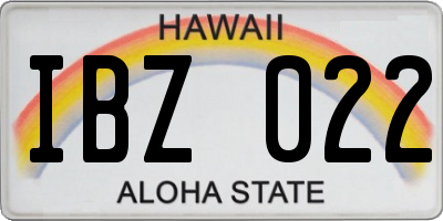 HI license plate IBZ022