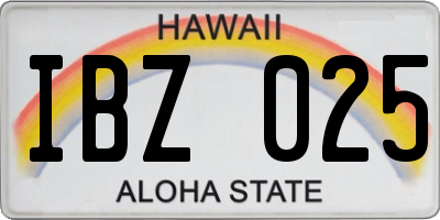 HI license plate IBZ025