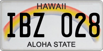 HI license plate IBZ028
