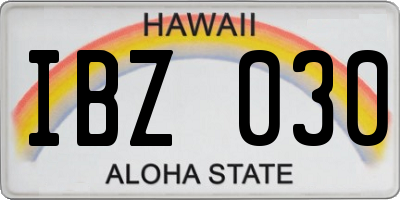 HI license plate IBZ030