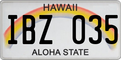 HI license plate IBZ035