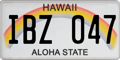 HI license plate IBZ047