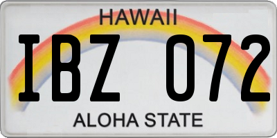 HI license plate IBZ072