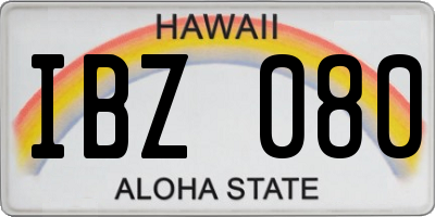 HI license plate IBZ080
