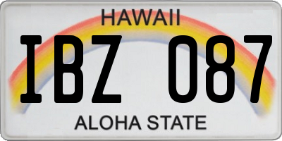 HI license plate IBZ087