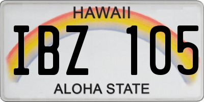 HI license plate IBZ105