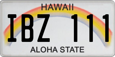 HI license plate IBZ111