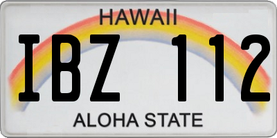 HI license plate IBZ112