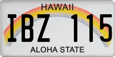 HI license plate IBZ115