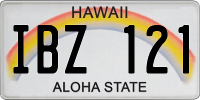 HI license plate IBZ121