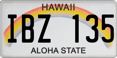 HI license plate IBZ135