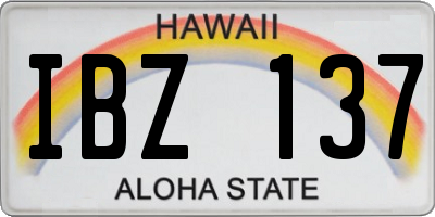 HI license plate IBZ137