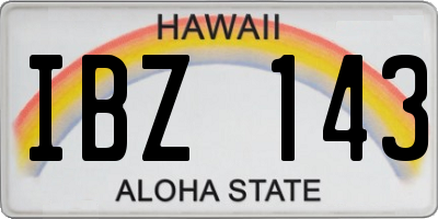 HI license plate IBZ143