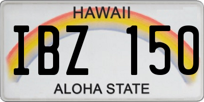 HI license plate IBZ150