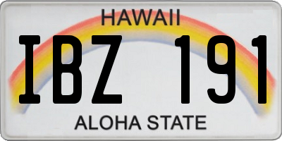 HI license plate IBZ191