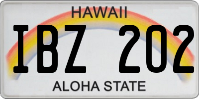 HI license plate IBZ202